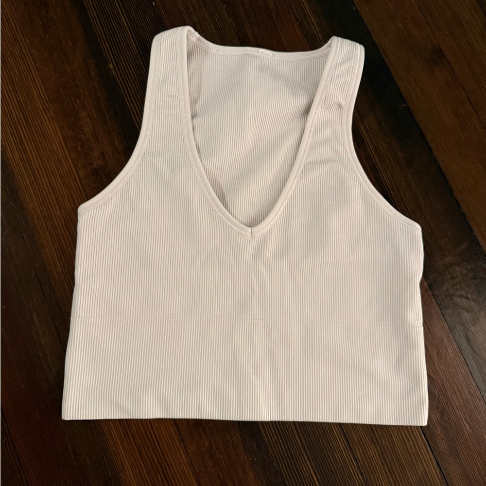 Women's Cream Ribbed Tank Top